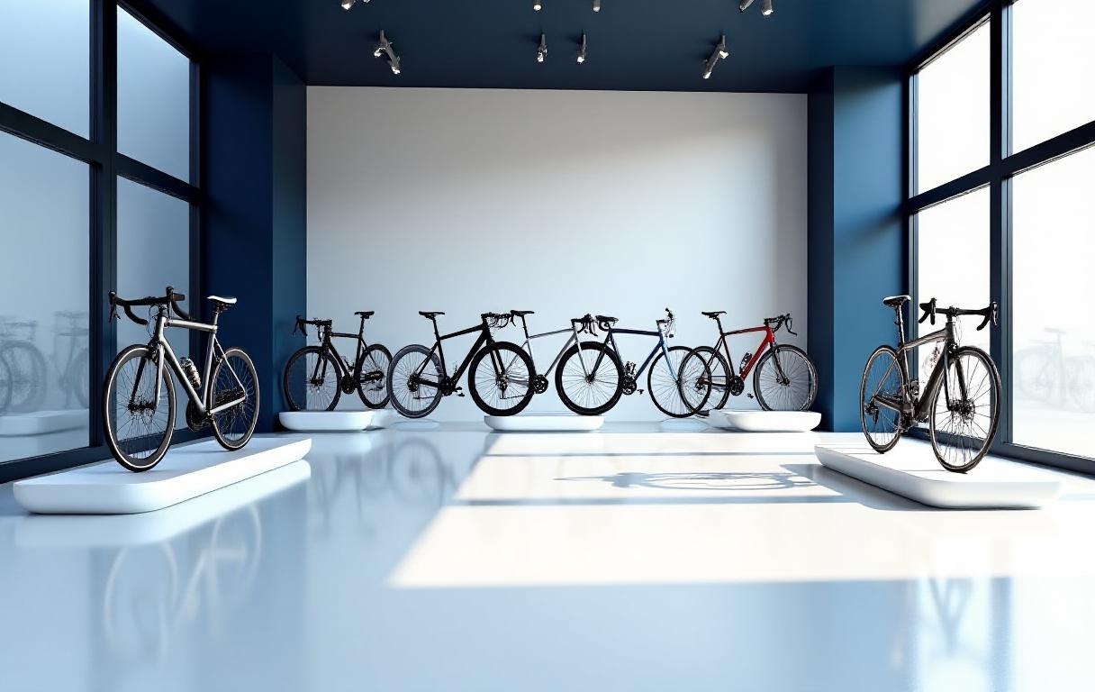Galleria di biciclette moderne in uno showroom elegante a Roma
